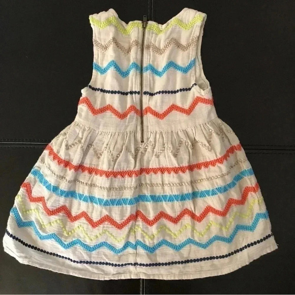 Peek Denver Embroidered Zig Zag Chevron Metallic Cotton Dress Sz: XS/2-3 - Picture 3 of 7